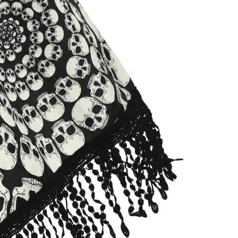 Gothic Halloween Skulls Tassel Dress