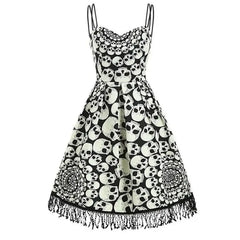 Gothic Halloween Skulls Tassel Dress