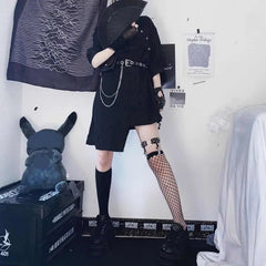 Gothic Harajuku Punk Cheongsam Style Irregular Belted Dress