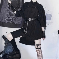 Gothic Harajuku Punk Cheongsam Style Irregular Belted Dress