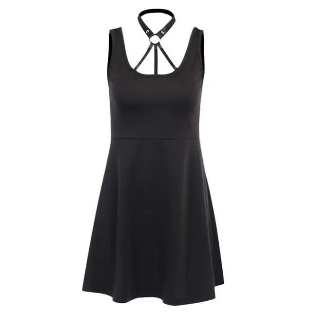 Gothic Harness Halter Mini Dress