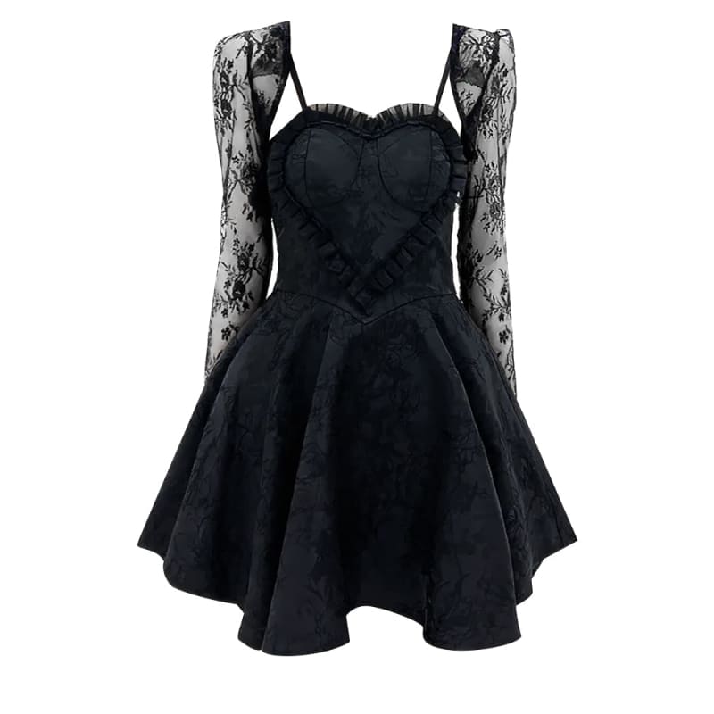 Gothic Heart-shaped Lace Slip Dress and Shawl Set EE0988