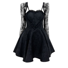 Gothic Heart-shaped Lace Slip Dress and Shawl Set EE0988