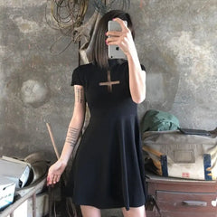Gothic Hollow Out Inverted Cross Dress