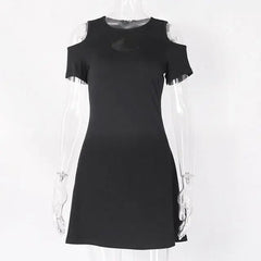Gothic Hollow Out Moon Cold Shoulder Short Dress
