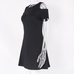 Gothic Hollow Out Moon Cold Shoulder Short Dress