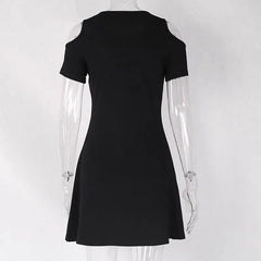 Gothic Hollow Out Moon Cold Shoulder Short Dress
