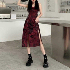 Gothic Vintage Tie Dye Slip Dress