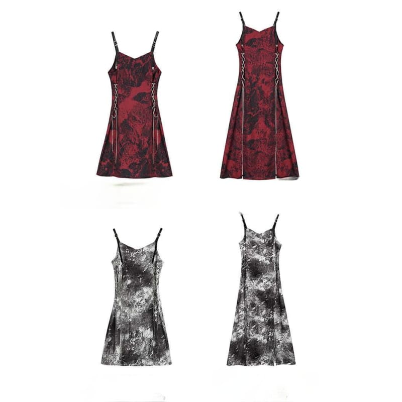 Gothic Vintage Tie Dye Slip Dress