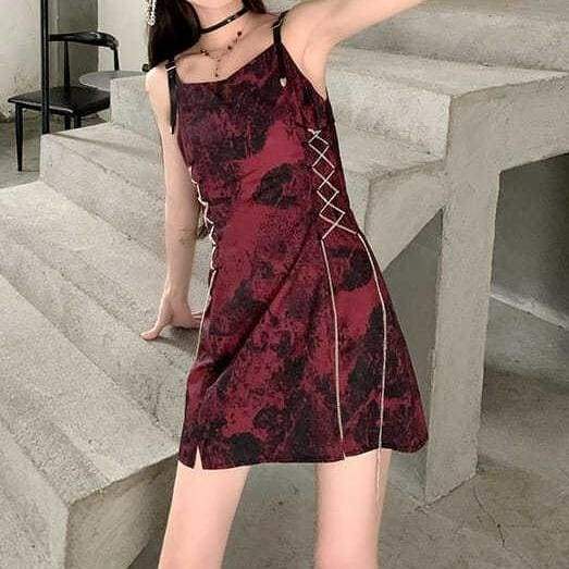 Gothic Vintage Tie Dye Slip Dress