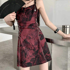 Gothic Vintage Tie Dye Slip Dress