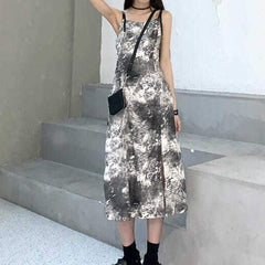 Gothic Vintage Tie Dye Slip Dress