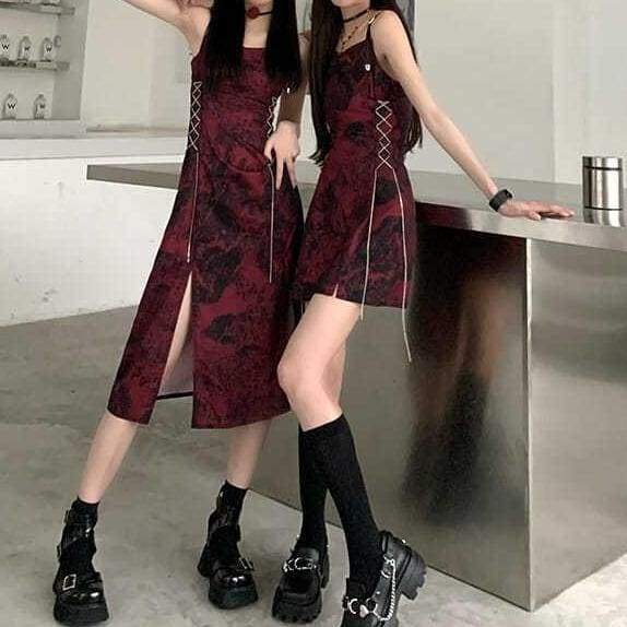 Gothic Vintage Tie Dye Slip Dress