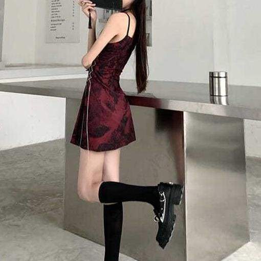 Gothic Vintage Tie Dye Slip Dress