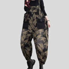 Graphic casual slouchy jean dungaree for women