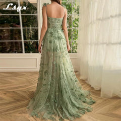 Green 3D Lace Butterfiles Dresses