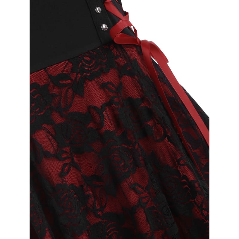 Halloween Gothic High Waist Cami Lace Dress