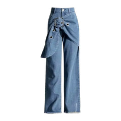 High-waist layered jeans for women