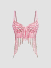 Fishbone Bead  Tassel Strap Top