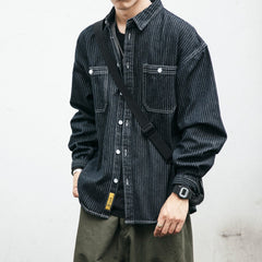 Selvedge chambray denim shirt for men