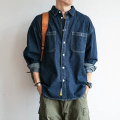 Selvedge chambray denim shirt for men