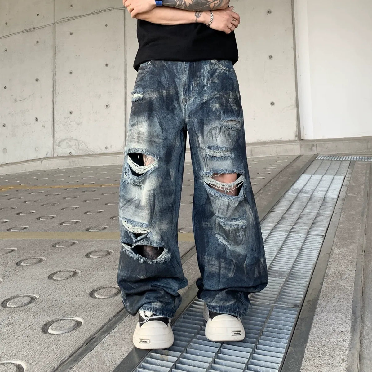 Stitched self-edge jeans for men