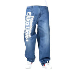 Inscribed painted jeans for men