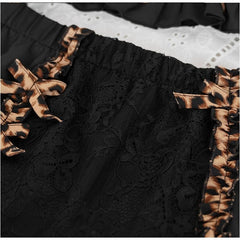 Japanese Kawaii Black Lingerie Dress Leopard Maid Outfits
