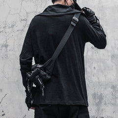 Dark Irregular Turtleneck Zipper Sweatshirt