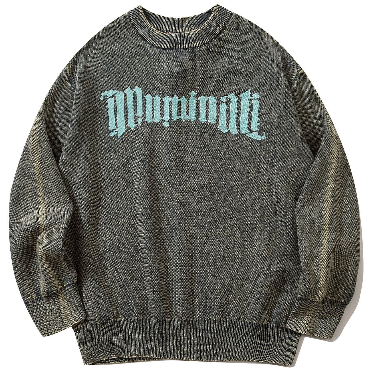 Dark Letter Circle Print Washed Sweatshirt