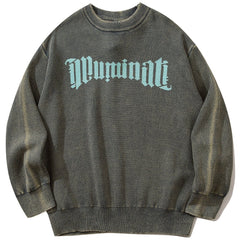 Dark Letter Circle Print Washed Sweatshirt