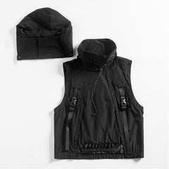 Dark Combat Multi Pockets Hooded Vest Jacket