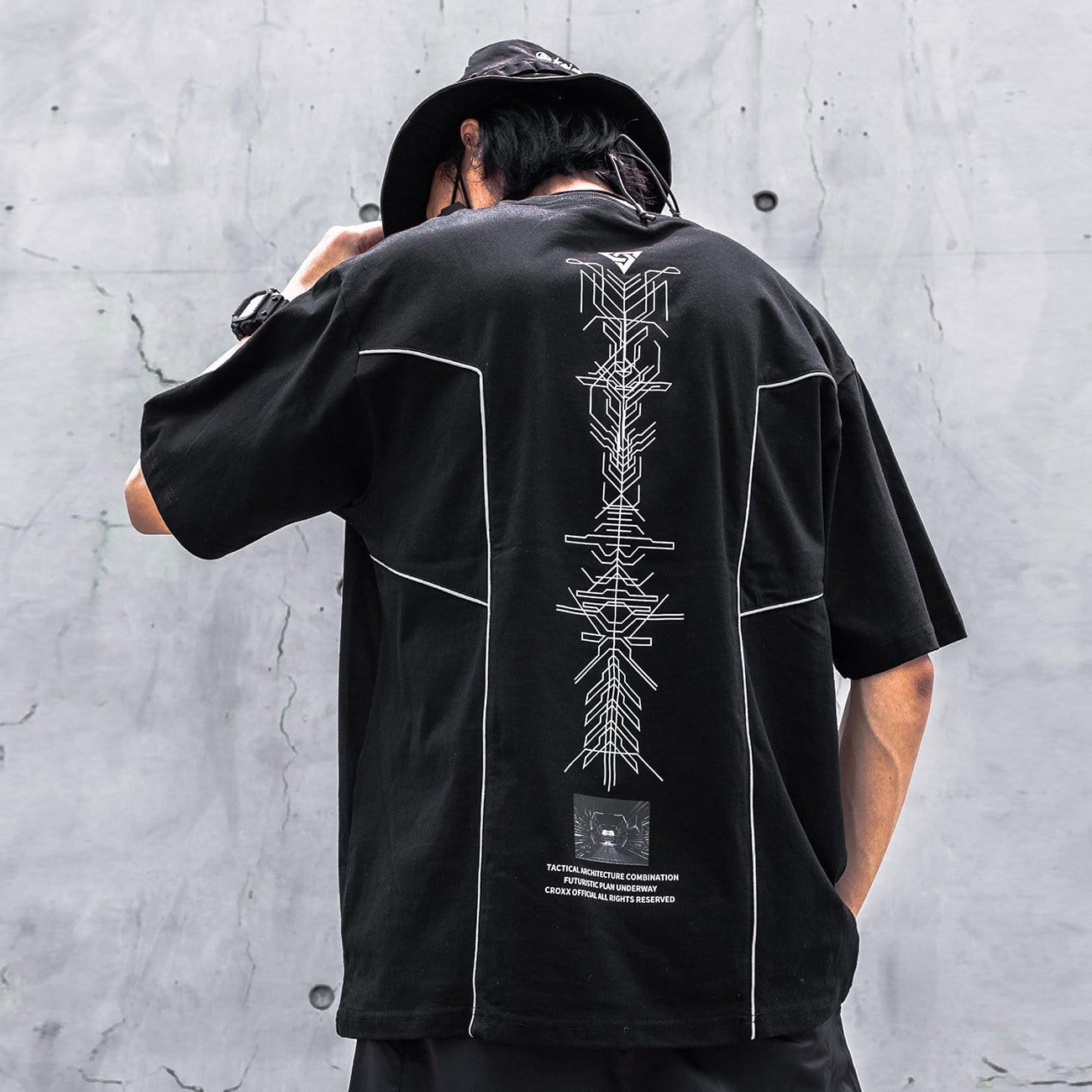 Functional Reflective Strip Print Cotton Tee