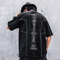 Functional Reflective Strip Print Cotton Tee