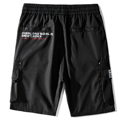 Combat Letter Print Multi Pockets Nylon Shorts