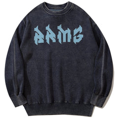 Mechanical Print Washed Sweatshirt