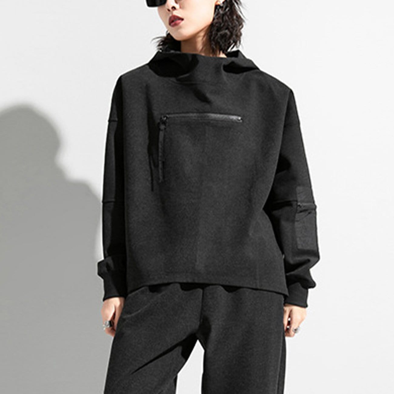 Dark Patchwork Zipper Hoodie