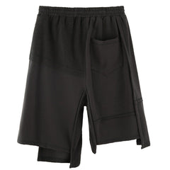 Dark Irregular Patchwork Cotton Shorts