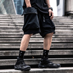 Combat Patchwork Pockets Nylon Shorts