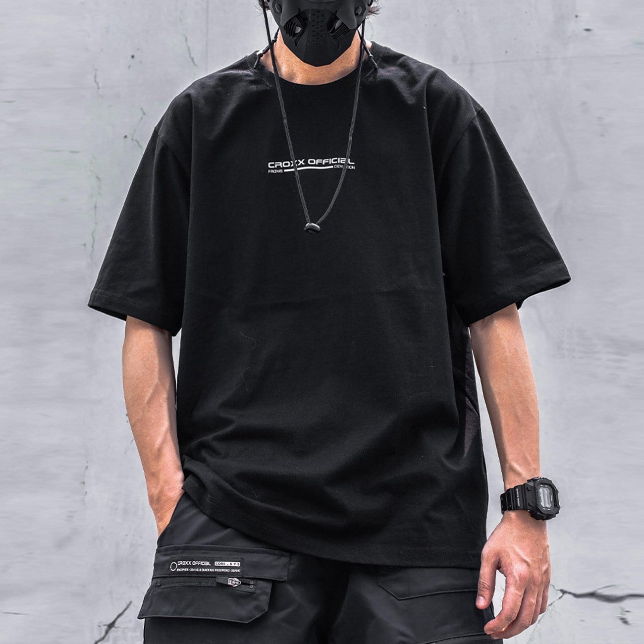 Functional Reflective Strip Print Cotton Tee