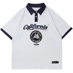 Letter Graphic Polo Collar Tee