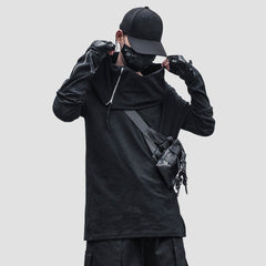 Dark Irregular Turtleneck Zipper Sweatshirt