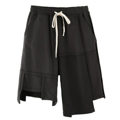 Dark Irregular Patchwork Cotton Shorts