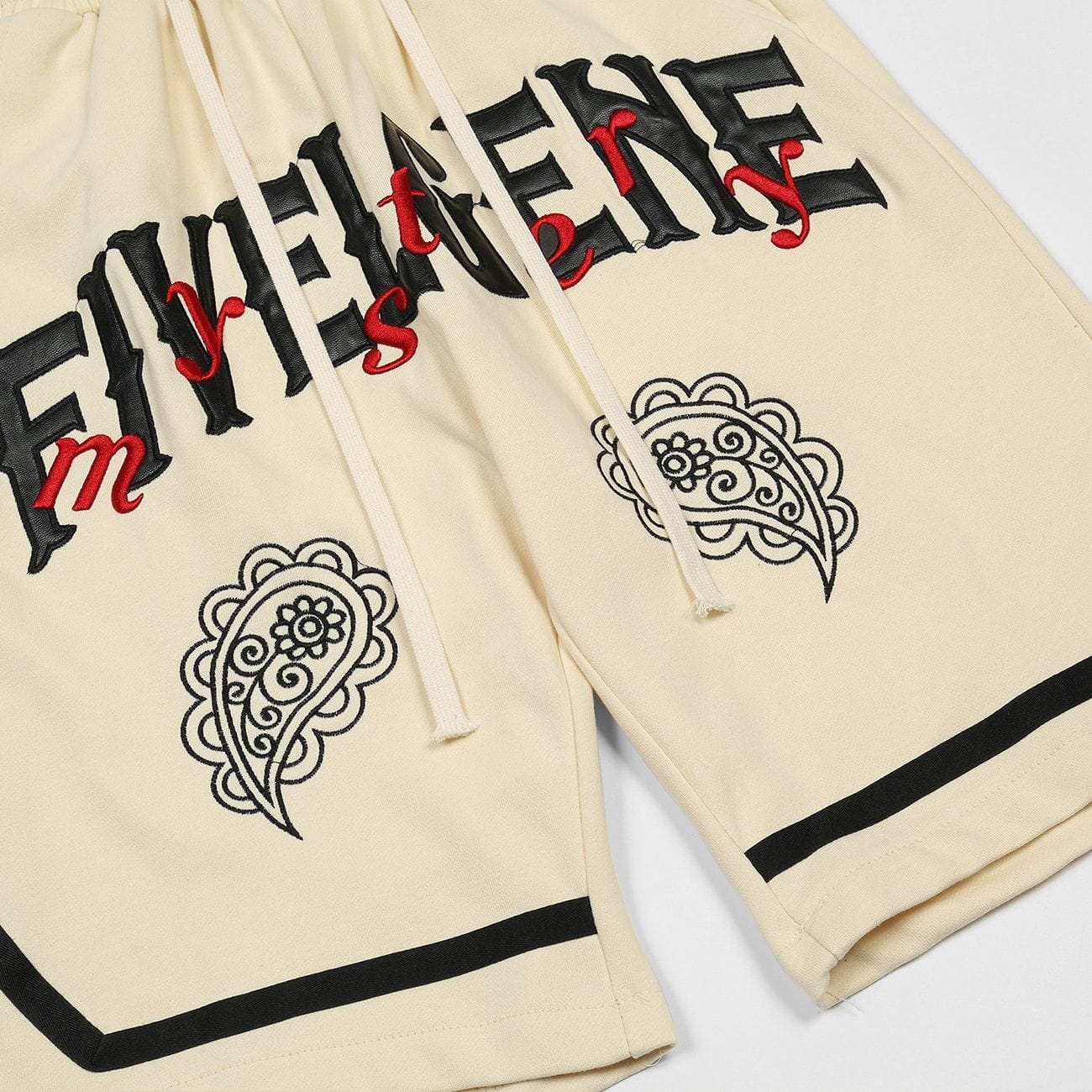 Embroidered Bandana Letter Patch Shorts