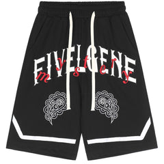 Embroidered Bandana Letter Patch Shorts