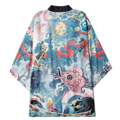 Carp Dragon Print Kimono