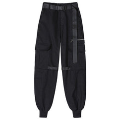 Dark Personalized Belt Ribbons Cargo Pants
