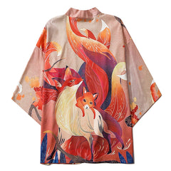 Nine Tailed Fox Print Kimono