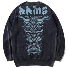 Mechanical Print Washed Sweatshirt