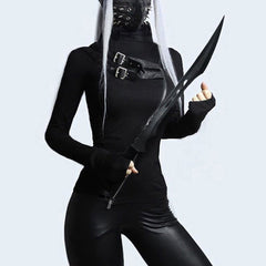 Dark Punk Double Zipper Turtleneck Sweatshirt